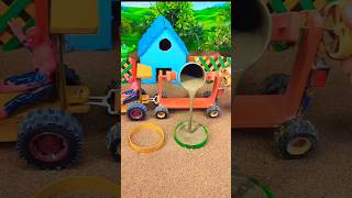 🚜 Real Working Mini Tractor Making Cement Pillar 😍 | DIY Project #shorts #youtubeshorts