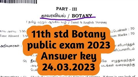 11th Botany public exam 2023 answer key |24.03.2023