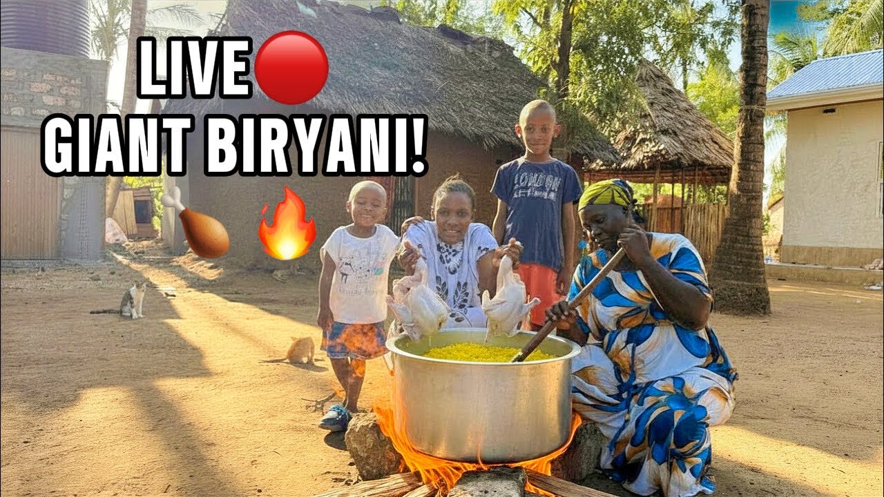 LIVE 🔥 Cooking GIANT Chicken Biryani in Our African Village! 🍗🍚 Dream Home Life ❤️