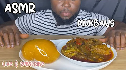 ASMR  PALMNUT SOUP & STARCH FUFU MUKBANG |Banga Soup|  #asmr #mukbang #africanfood #spicy