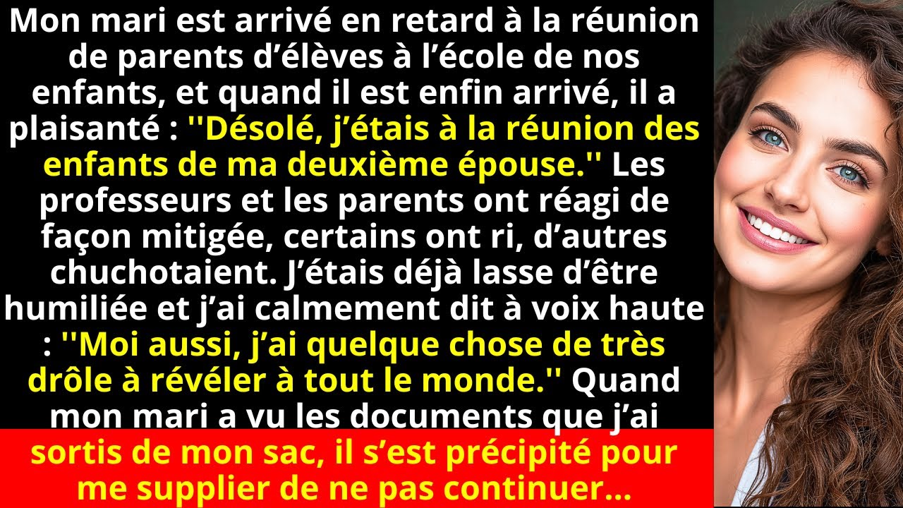 Mon mari est arrivé en retard à la réunion de parents d’élèves à l’école de nos enfants, et quand...