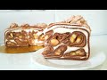 Блинный Торт с Бананами и Кремом Пломбир // Crepe cake with Chocolate crepes and Bananas