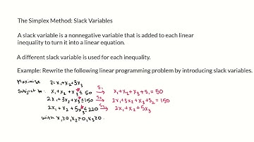 The Simplex Method Slack Variables