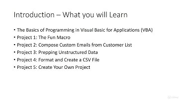 Excel Macros/VBA: Create 4 Real World Projects from Scratch : Introduction