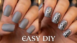 Full Pastel Grey Nails With Cute Flower Nail Art | Simple DIY Fall Nail Idea News
