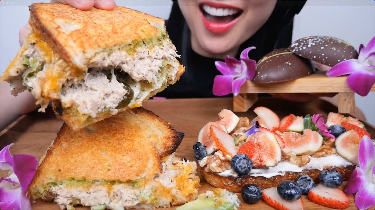 TUNA MELT + DUBAI CHOCOLATE EGG (ASMR EATING SOUNDS) NO TALKING | SAS-ASMR