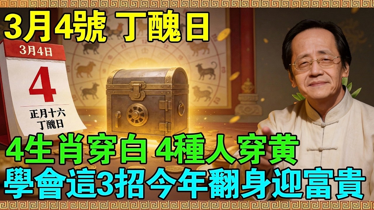 3月4號丁醜日，倪海廈：4個生肖穿金白色，4種人穿黃色，學會這3招今年翻身迎接富貴！#倪海廈 #倪師 #中醫養生 #國學易經 #2026運勢 #丁醜日 #3月4日運勢 #生肖運勢