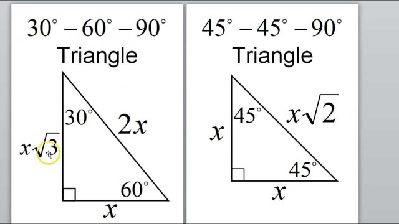 Day 1 HW Special Right Triangles 45 45 90, 30 60 90 YouTube