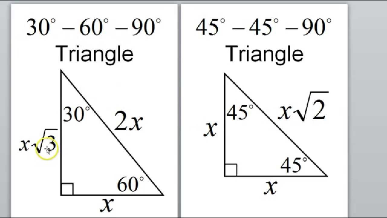 Day 1 HW Special Right Triangles 45 45 90 30 60 90 YouTube