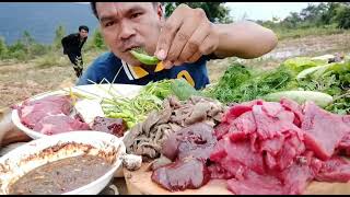 ASMR Eating raw beef _ Mukbang thai food  _  Thai eating show  _ ASMR Food #49