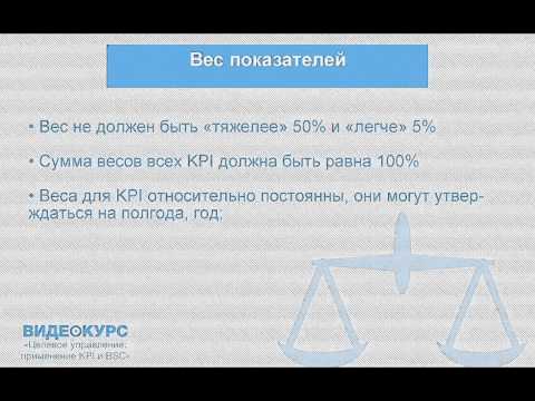 4.10 Количество целей. Семь плюс/минус два. Какими должны быть удельные веса каждого показателя KPI