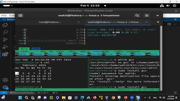 Linux Fedora Terminal Multiplexer Usage (tmux)