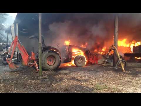 Firefighters and Police Officers Battle a Fire in Springfield Louisiana - Livingston Parish