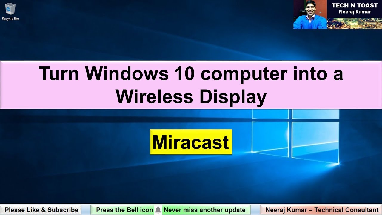 Windows Miracast Wireless Display setup by Tech N Toast