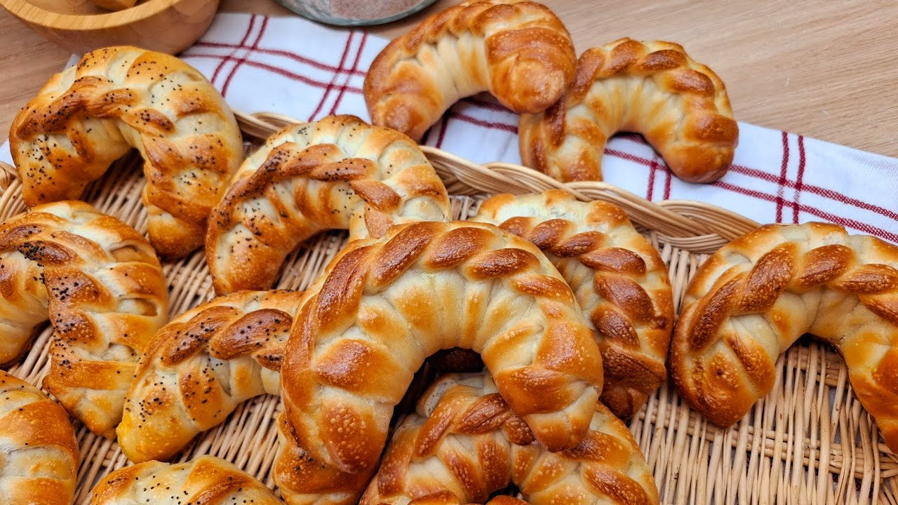 خبيزات قطنيين مضفورين و محشيين بطريقة مبسطة لشهر رمضان 🌙⭐️petits pains farcis et tressé