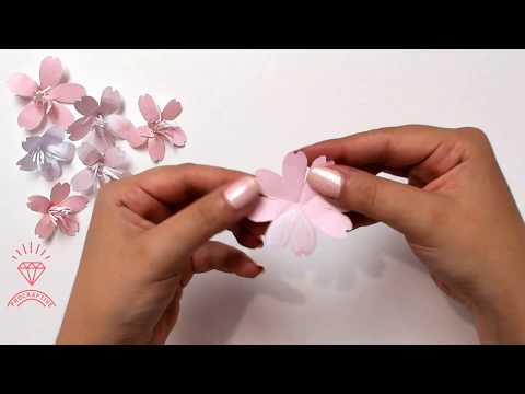 How to make paper cherry blossom flower. Sakura flower, papercraft tutorial.