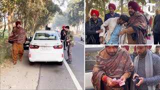 Navjot Singh Sidhu stops his convoy to help an accident victim on Patiala-Sirhind road