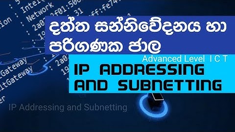 A/L ICT | දත්ත සන්නිවේදනය හා පරිගණක ජාල | IP Addressing and Subnetting | IP ලිපින හා උපජාලකරණය