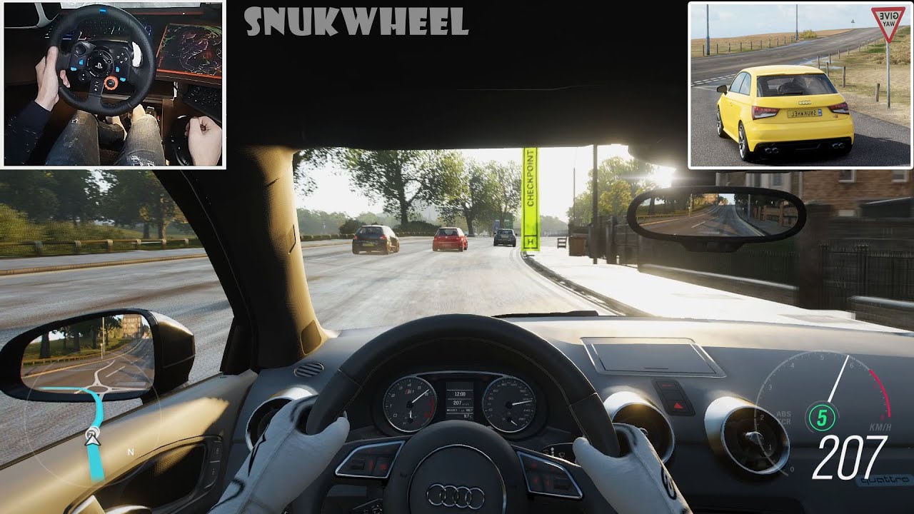 Forza Horizon 4 1st person view - Audi S1 - Race with Steering Wheel and cockpit view Gameplay