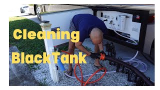How to clean black tank(tanque de aguas negras).How to use the 'Rhino flex clean out hose' for RV.