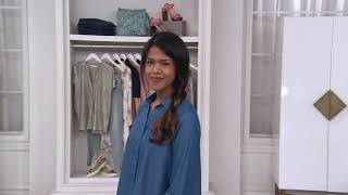 Martha Stewart Stretch Poplin or Chambray Button Front Hi-Low Blouse on QVC