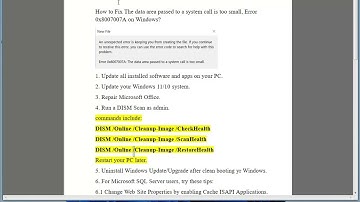 Fix The data area passed to a system call is too small, Error 0x8007007A on Windows