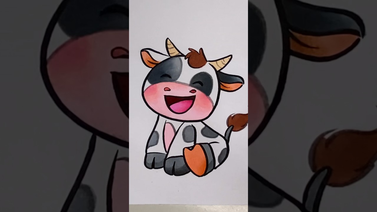 Como desenhar Vaca fofa Kawaii ❤ Animais Kawaii, Desenhos para