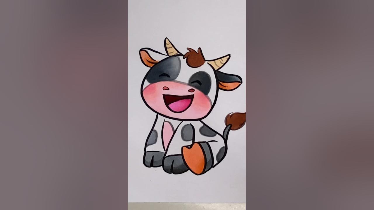 Como desenhar Vaca fofa Kawaii ❤ Animais Kawaii, Desenhos para Desenhar -  cute drawing 