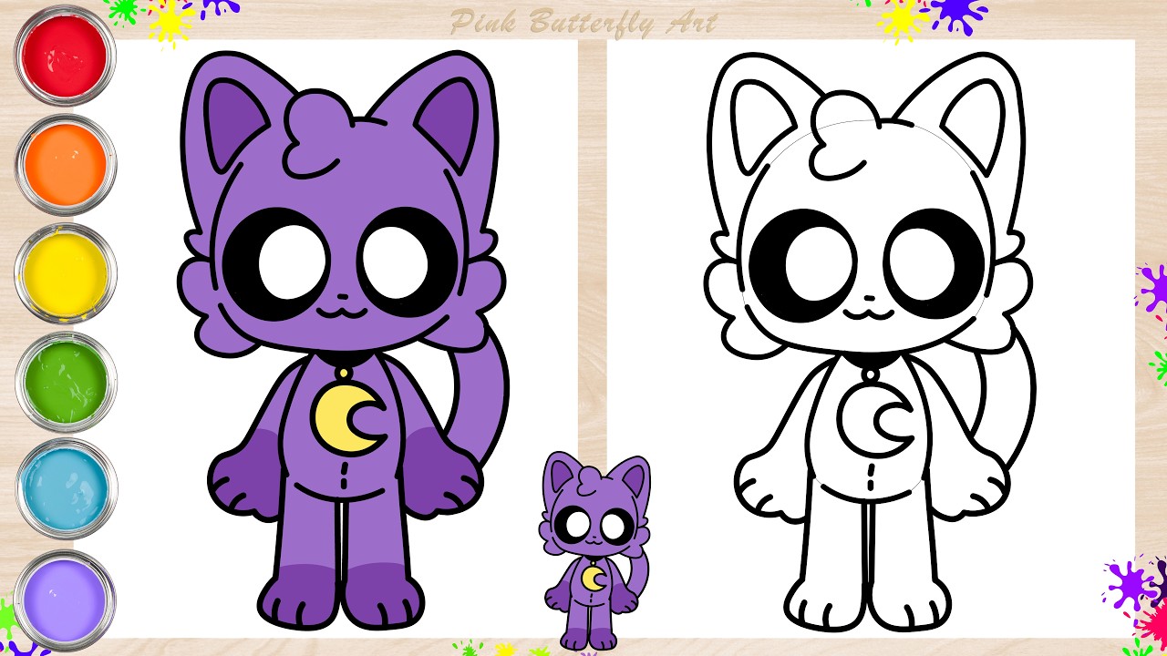 Catnap Drawing and Coloring Animation for Kids Toddlers Preschooler #pinkbutterflyart #poppyplaytime