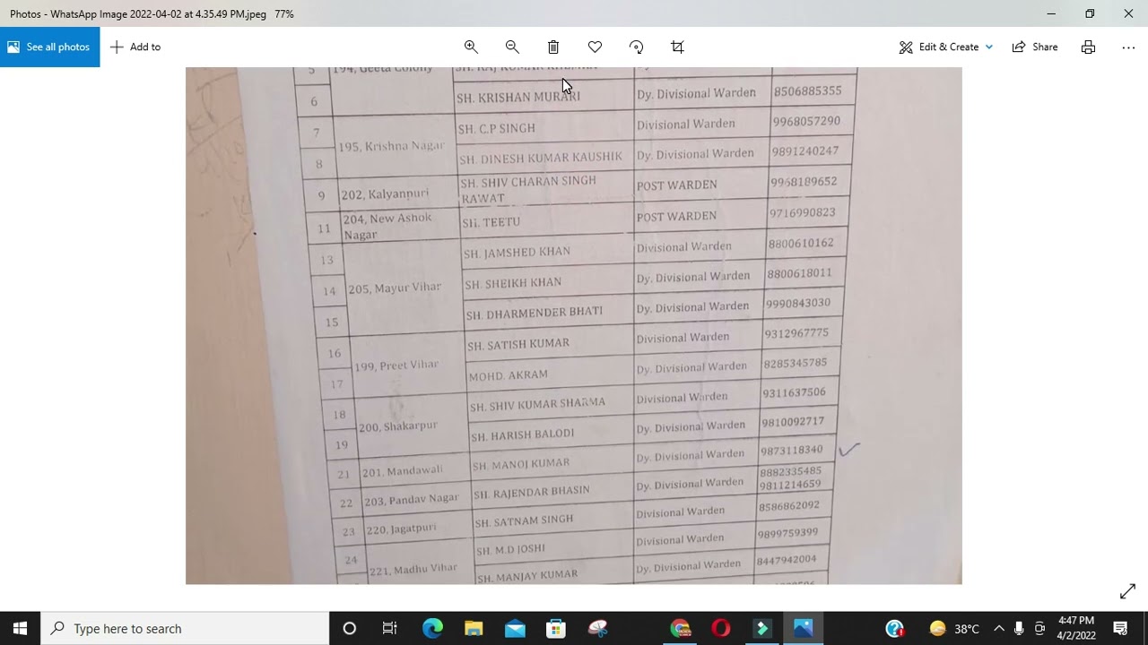 Delhi Civil Defence / अपने warden का number यहाँ से लीजिये / Civil Defence Senior Name and Numbers