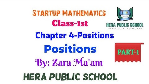 Startup Mathematics || Positions || Class 1st|| Chapter-4 || by Zara Ma