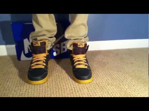 Nike SB Dunk High Golden Straws On Feet