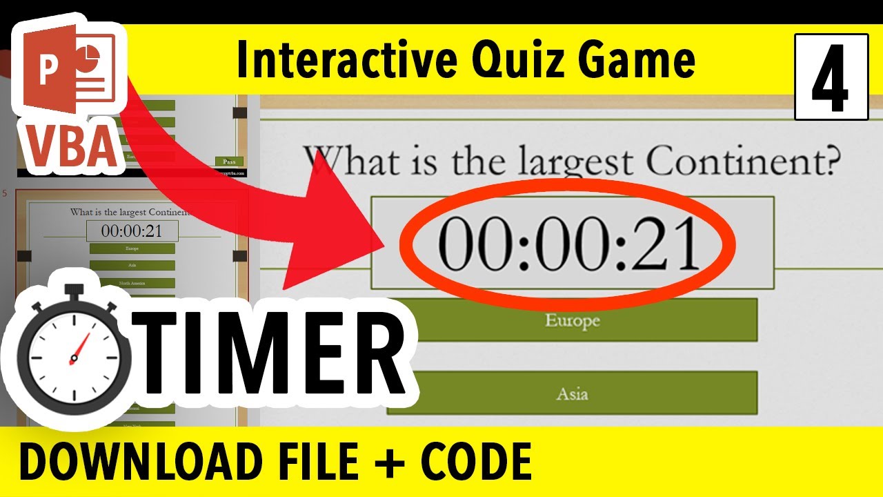 How to add TIMELIMIT (timer) PowerPoint Quiz Game [PPT VBA Tutorial