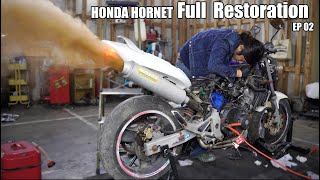 HONDA Hornet motorcycle Full Restoration 2｜When I started the engine, something amazing happened. by ふみっちょドライビング 453,082 views 4 months ago 21 minutes