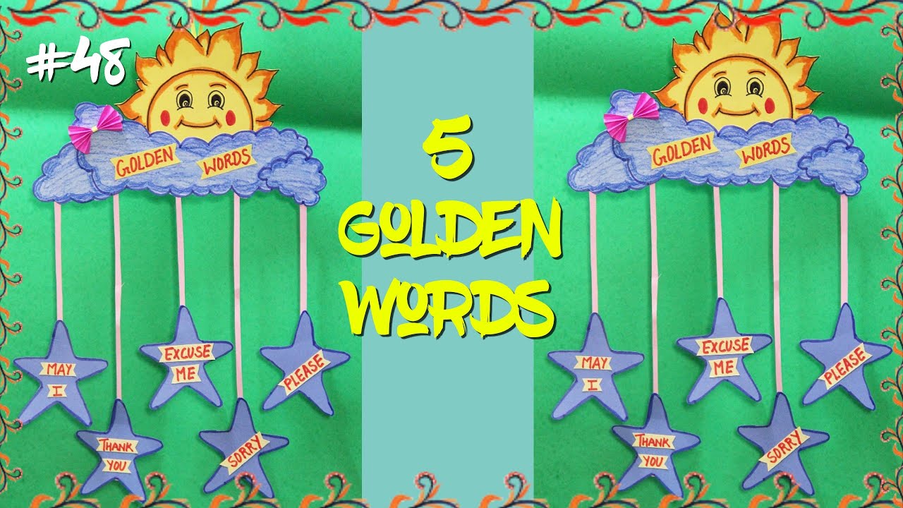 GOLDEN WORDS WALL HANGING//Golden words TLM//English TLM//Moral values