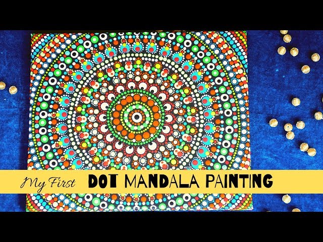 Rainbow dot mandala canvas painting Tutorial!