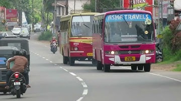 KSRTC FP vs Private Bus Ls |Struggles to overtake | 🔥#aanavandi #ksrtc #ashokleyland