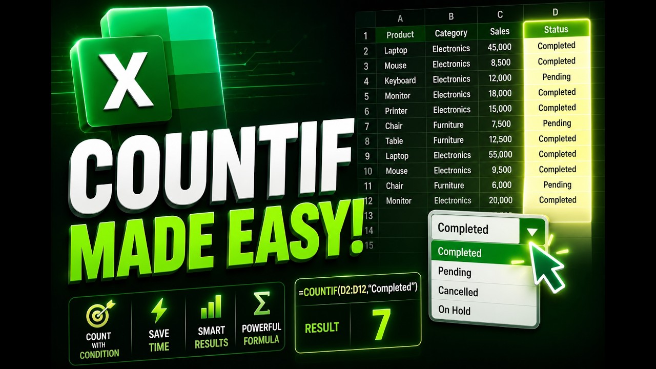 Countif function in Ms Excel - YouTube