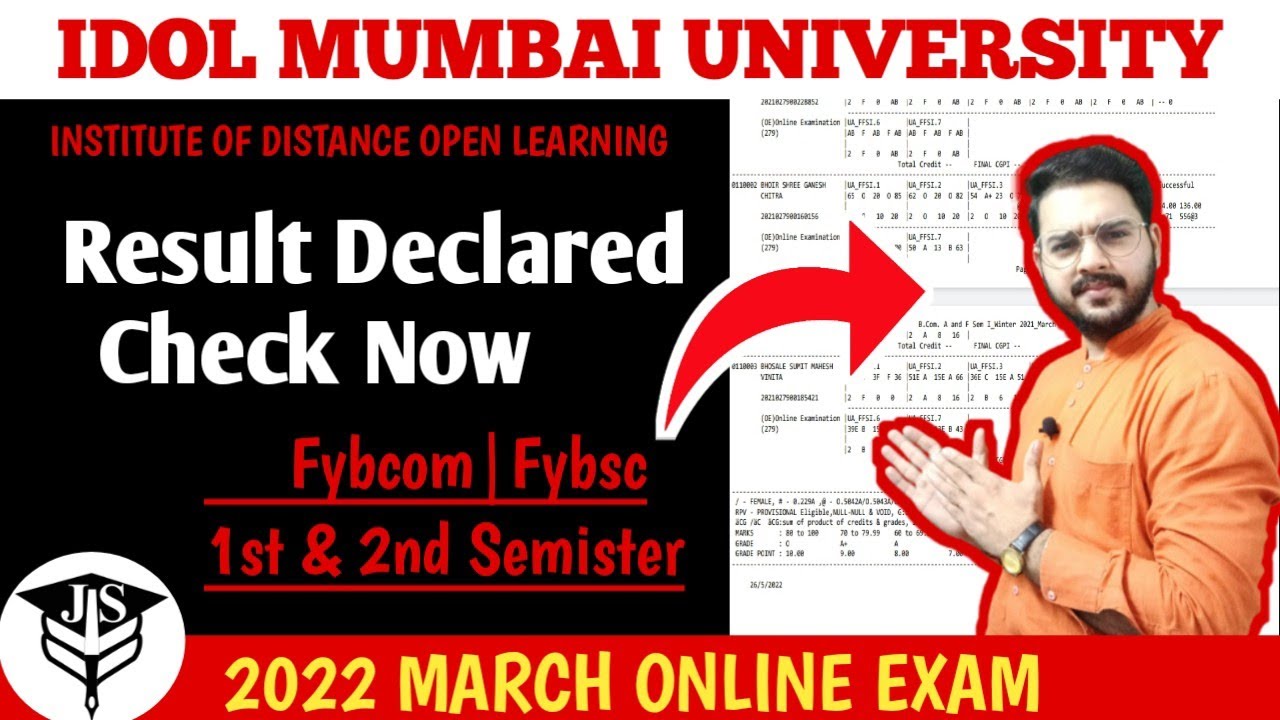 Idol result आ गया 2022|Online Exam|Fybcom|Fybsc Semister result declared|University of Mumbai|