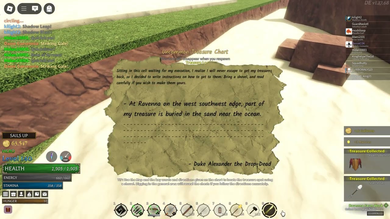 At Ravenna on the west southwest edge, burried in the sand near the ocean