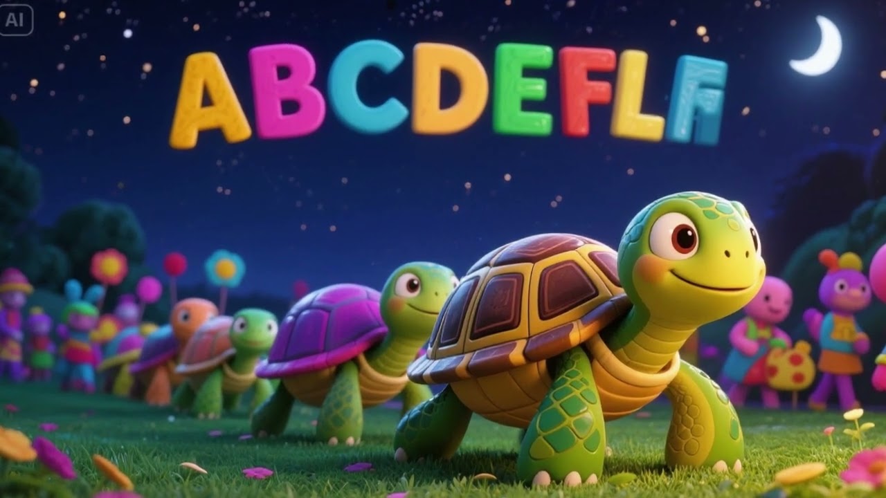 The Turtle Parade at Night 🌙🐢 | ABC Song & Bedtime Fun for Kids!