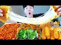 ASMR MUKBANG 햄버거 & 치즈 스틱 & 양념 치킨먹방! FIRE Noodle & FRIED CHICKEN & CHEESE STICK EATING SOUND!