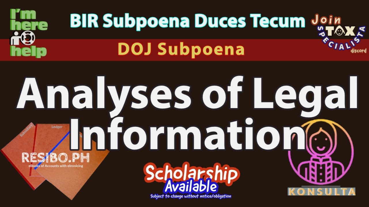 ⁣Analyses DOJ Resolution BIR subpoena duces tecum failure to submit books accounting record open case