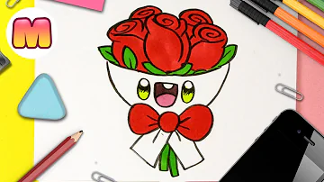 COMO DIBUJAR UN RAMO DE FLORES KAWAII 🌹 Dibujos faciles kawaii 🌹 Aprende a dibujar con Jape