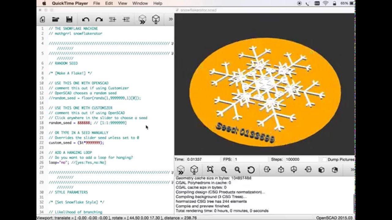 OpenSCAD Snowflake Machine - "Animation" - YouTube