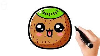How to Draw a Cute Kiwi Fruit 🥝 Easy and Fun Tutorial