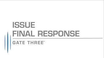 Gate Three Help - Issue Final Response