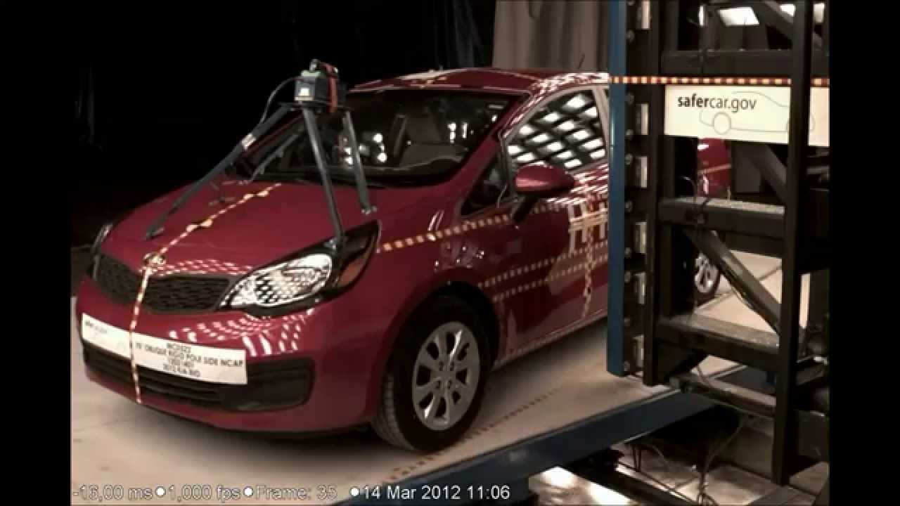 2012 Kia Rio Pole Crash Test by NHTSA YouTube