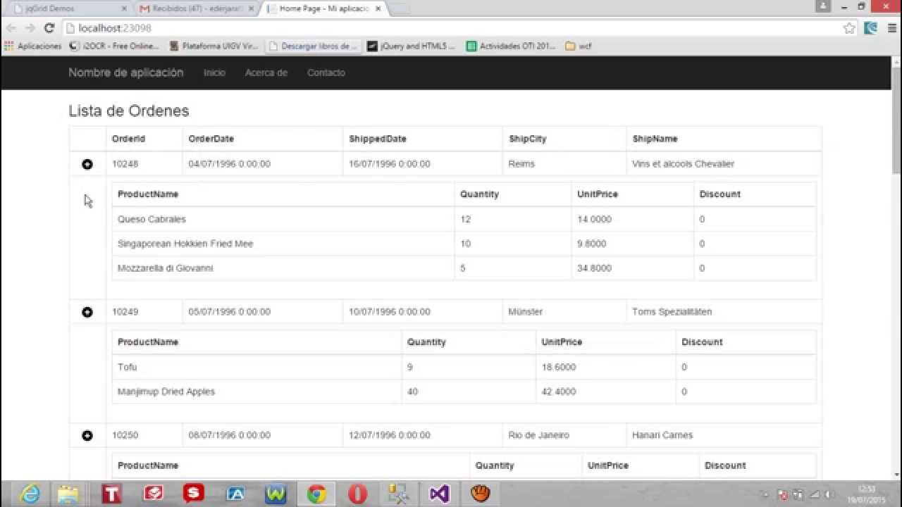 MVC Tablas Anidadas YouTube