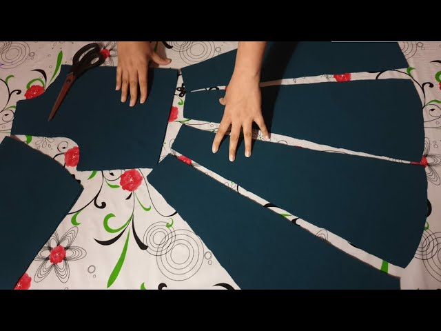 कैसी भी साड़ी से फुल लंबाई का गाउन बनाने का तरीका Easy way full length gown  cutting stitching - YouTube